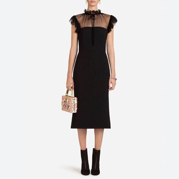 Dolce & Gabbana
Tulle Tie-Neck Cady Cocktail Midi Dress - Picture 1 of 16